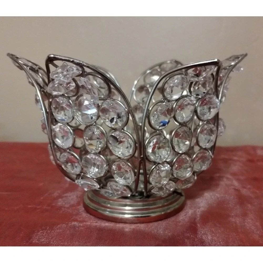 Z Gallerie Crystal Bling Lotus Flower Candle Holder perfect w Tea Light GORGEOUS